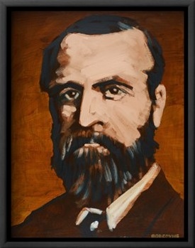 artist rod coyne's portrait "Charles Stewart Parnell" is shown here in a black frame.