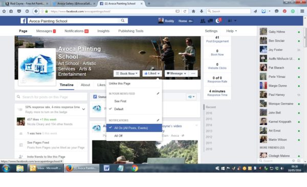 Set your Facebook notifications for Avoca Painting School see our students work and catch all our demo videos.