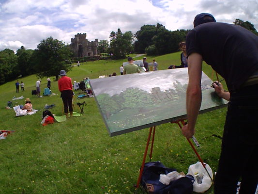 Painting Wray Castle in Detail.