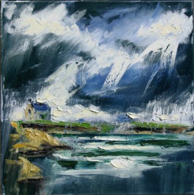 2015 Kilmore Quay, lightstorm, oil on canvas.