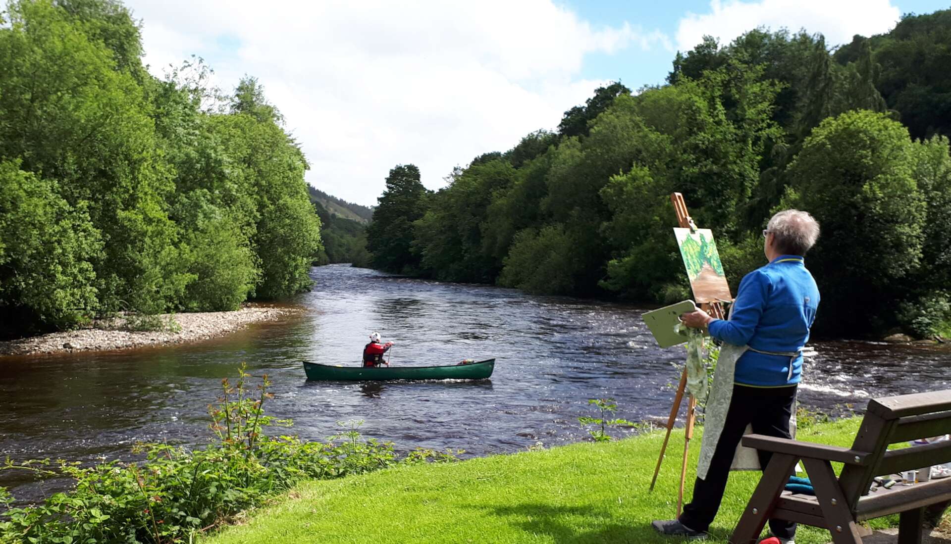 Artist painting the view down the Avoca River. Rod Coyne’s August 2018 Painting Workshop promises quality time channeling poet laureate Thomas Moore down by the Meetings of the Waters.