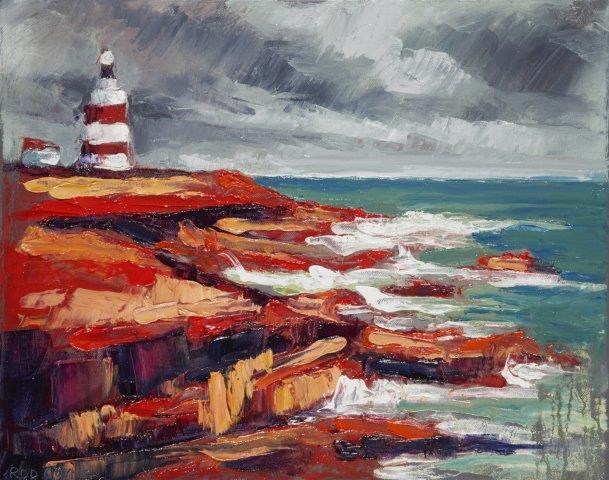 Featured in SEEING RED, "Hooked on Red" was painted at Hookhead Lighthouse.