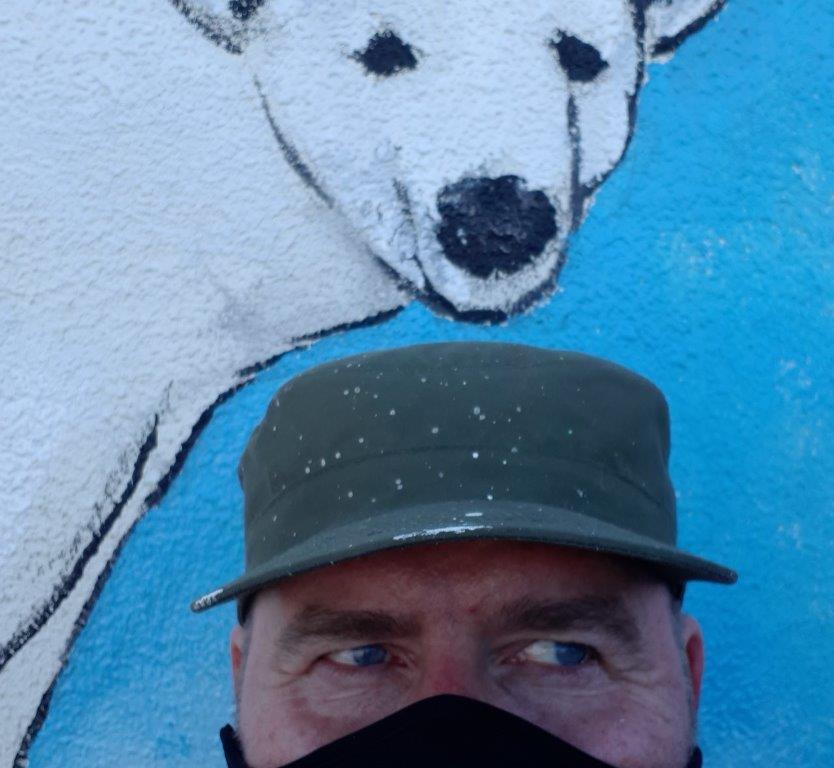 Banksy Bear and his creator Rod Coyne