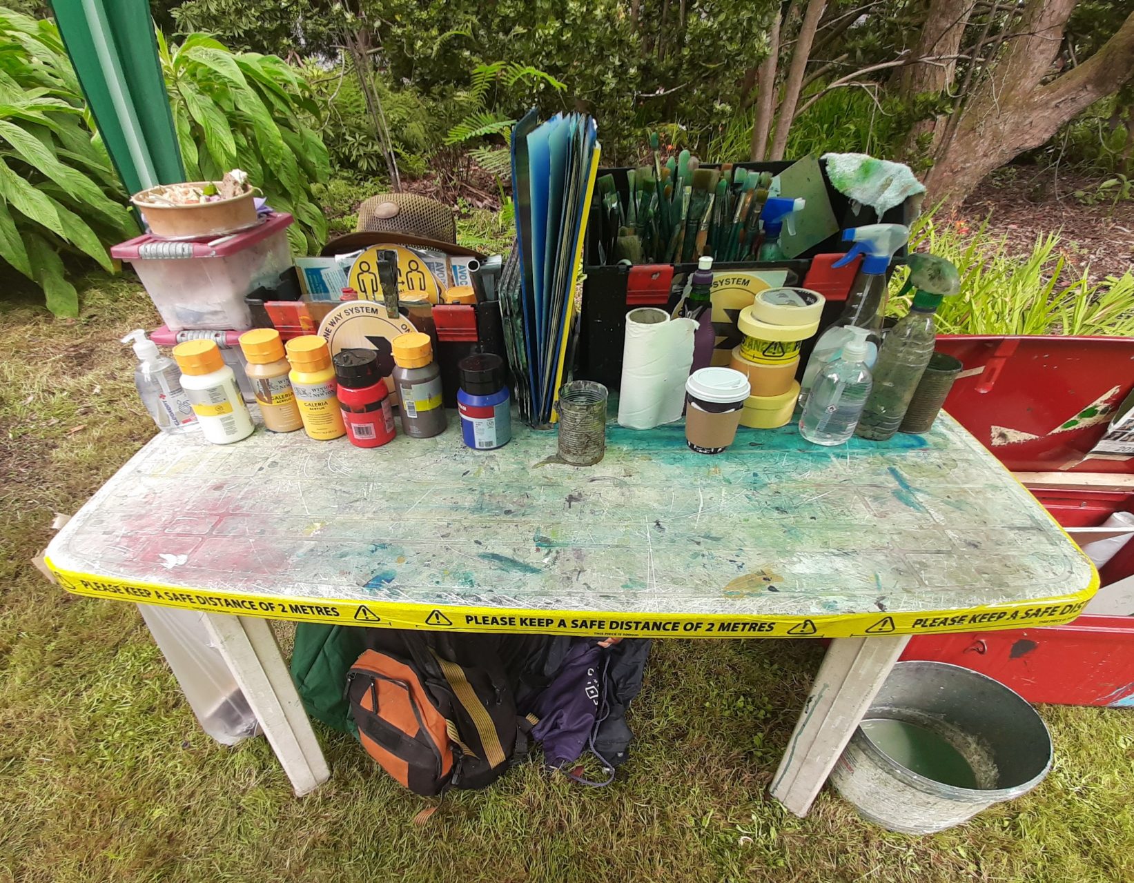 Photo of Civid 19 setup for Avoca Painting School.