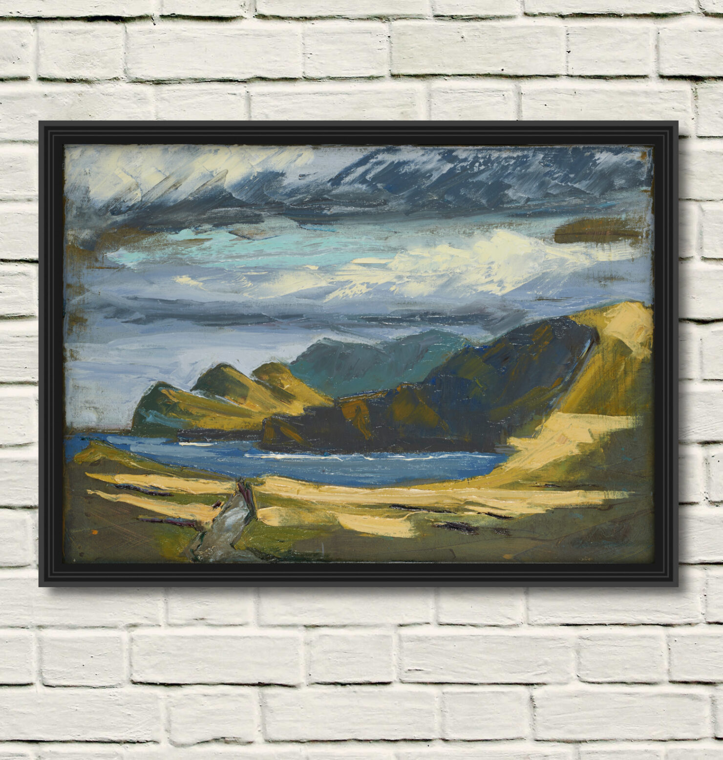 artist rod coyne's painting "three sisters" is shown here, reproduced as a canvas print