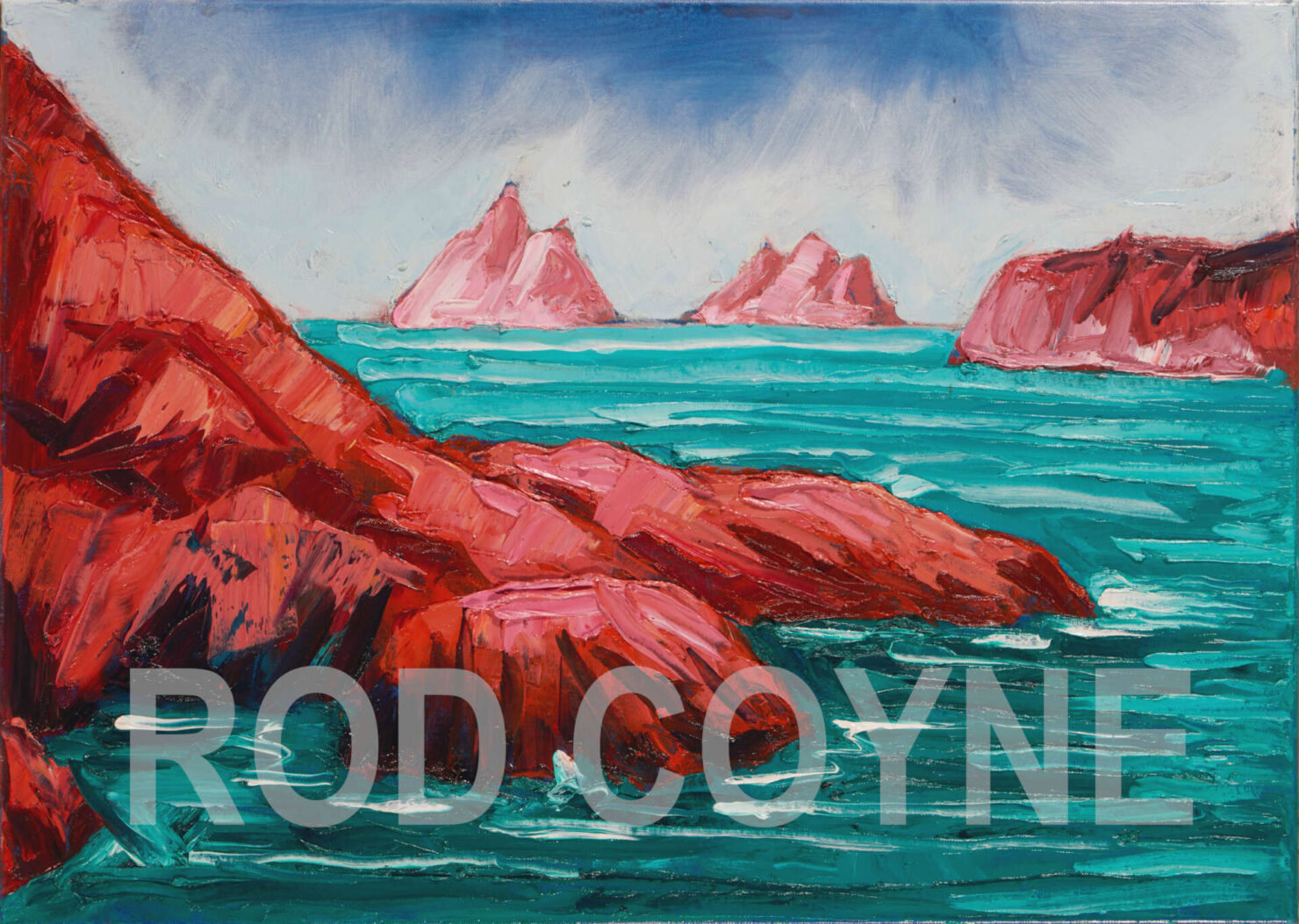 artist rod coyne's painting "Hogs Head, Bolus & Skelligs" is shown here, watermarked