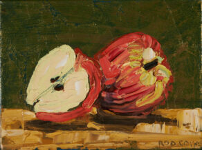 artist rod coyne's still life painting "apple still life" is shown here.