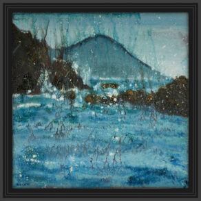 artist rod coyne's seascape "seaspray southwest" is shown here, in a black frame.