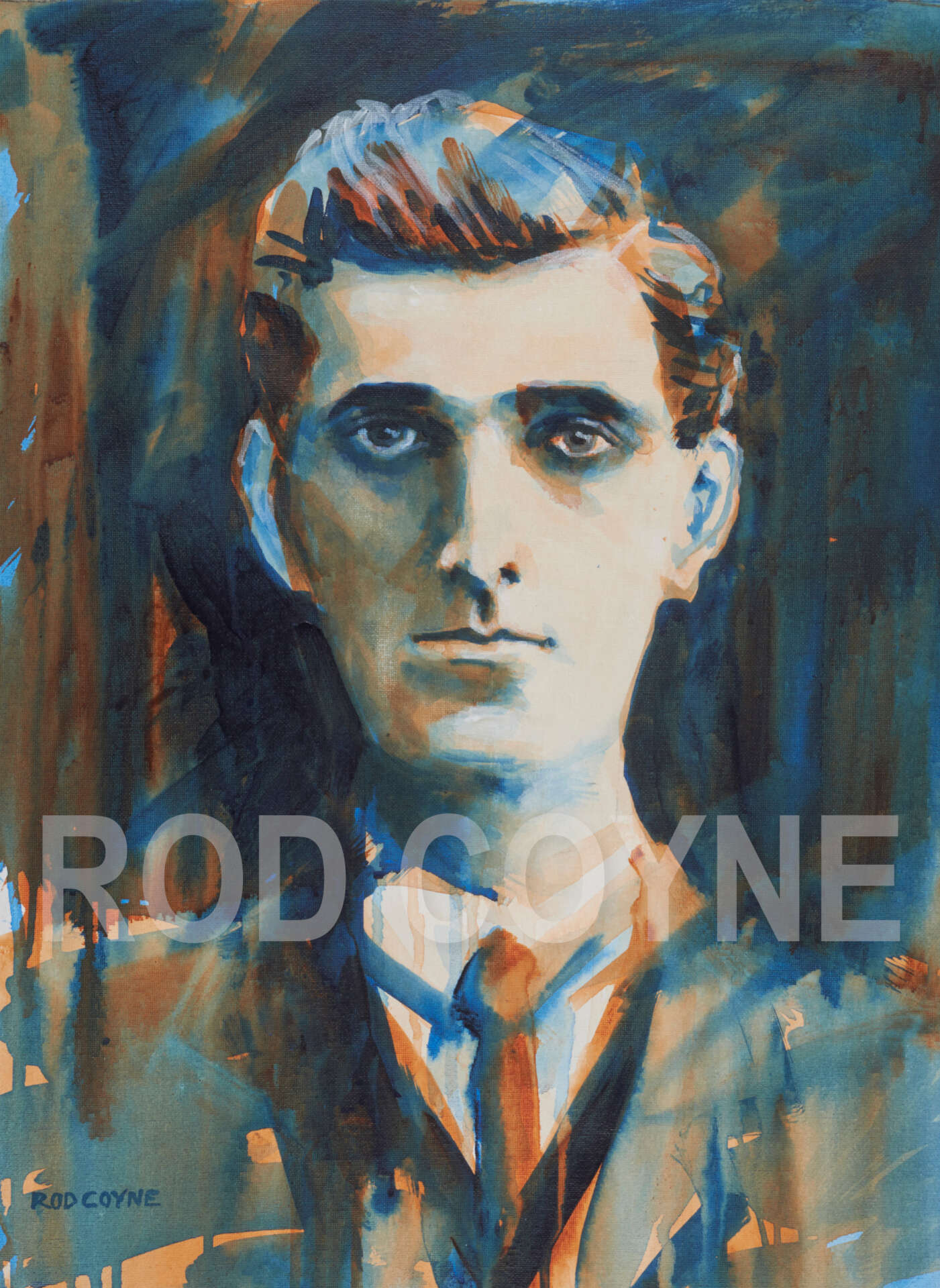 artist rod coyne's portrait "Seán Mac Diarmada 1916" is shown here, watermarked.