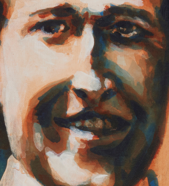 artist rod coyne's portrait "Harry Boland 1916" is shown here, close up.