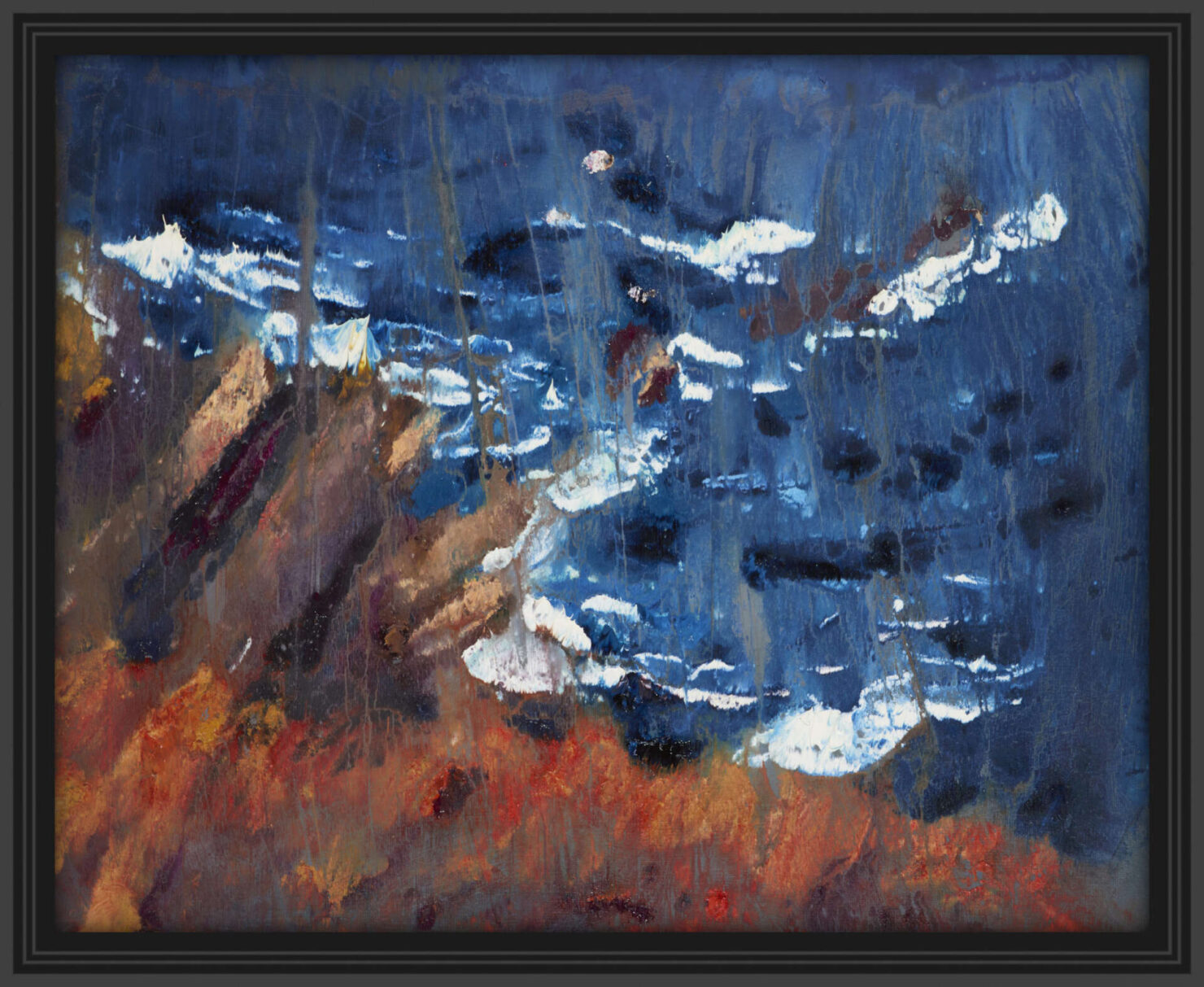 artist rod coyne's seacape "cill rialaig dream" is shown here, in a black frame.