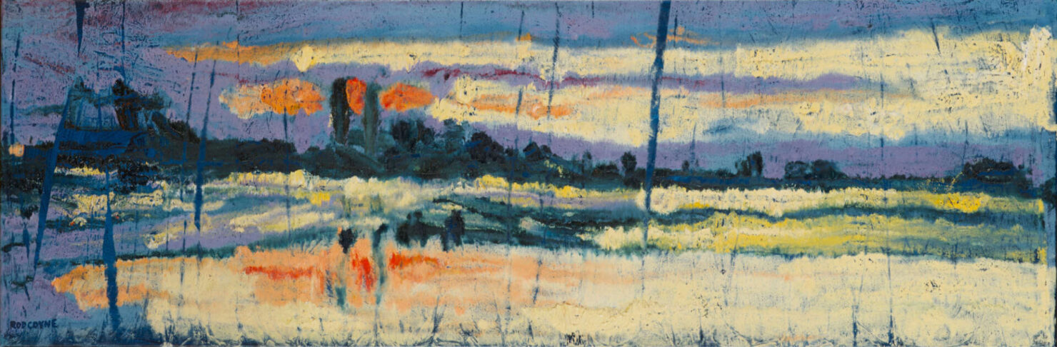 artist rod coyne's seascape "dublin dusk" is shown here.