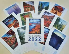 Rod Coyne's 2022 calendar, with the pages all fanned out on a table