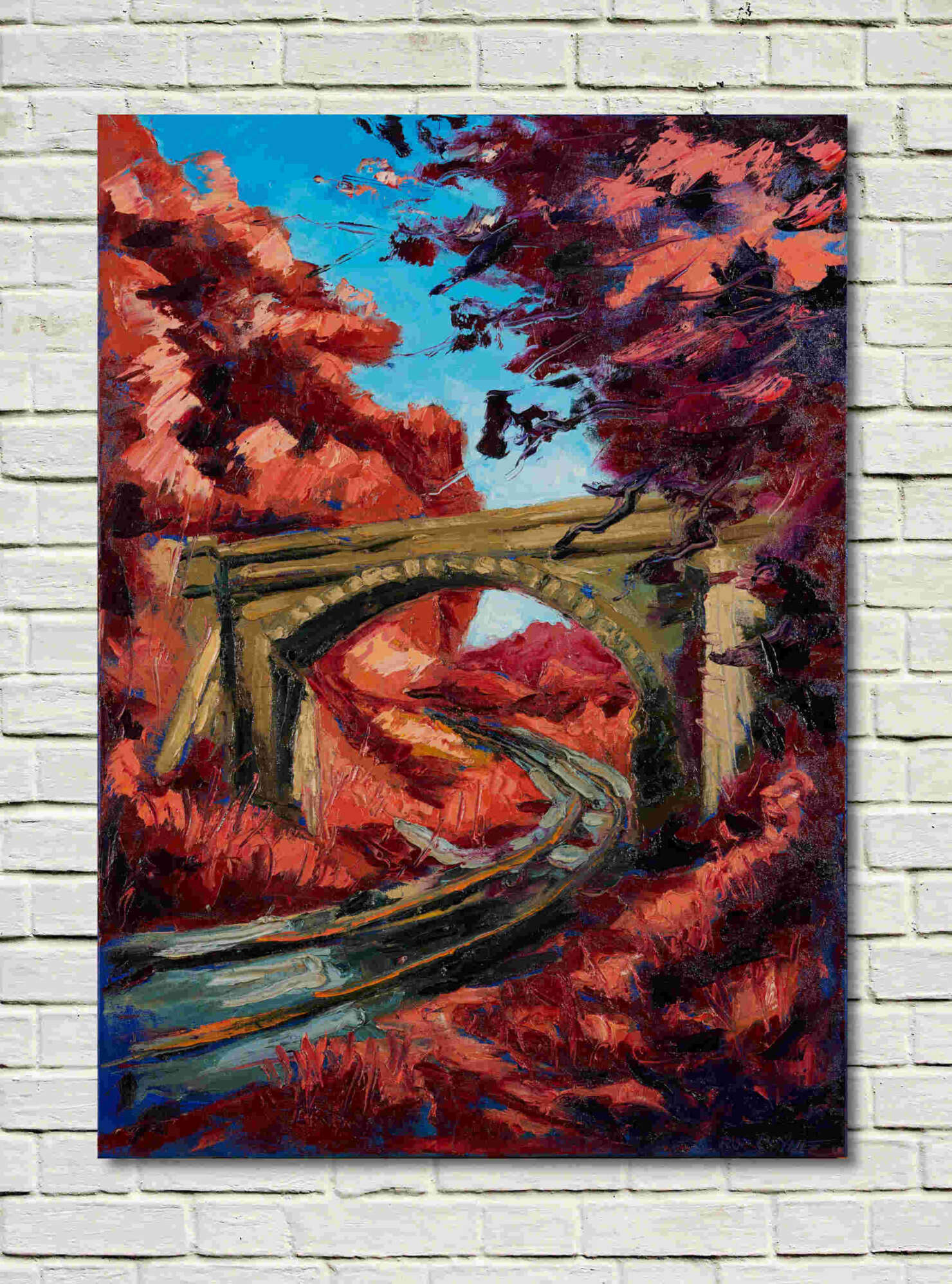 artist rod coyne's landscape "Lion's Arch" is shown here on a white wall.