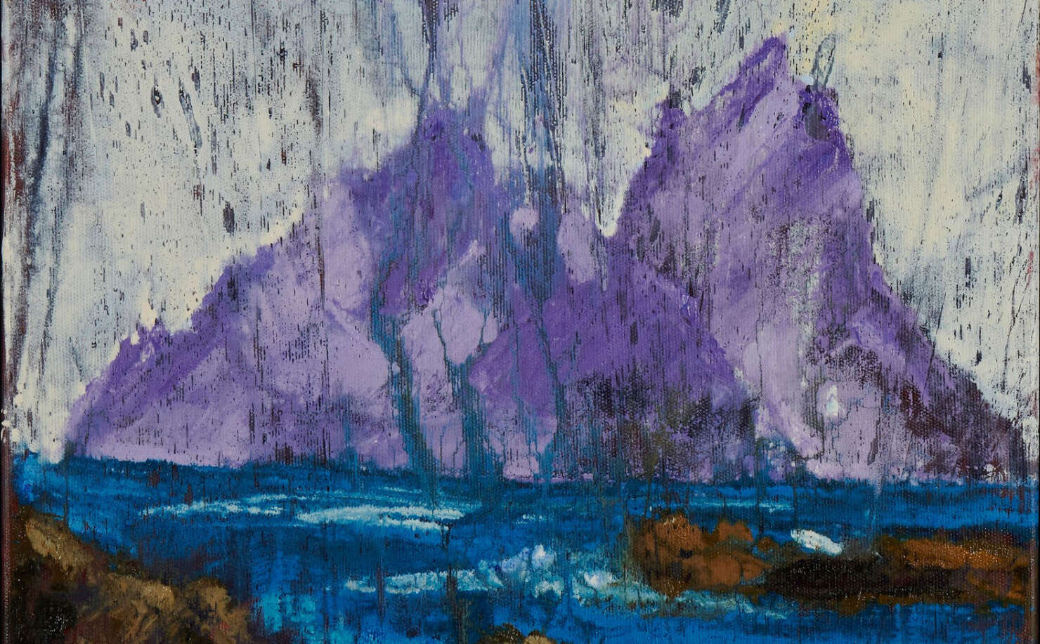 Artist Rod Coyne's triptych "Skellig from Glen Pier" is shown here, in a close up detail.