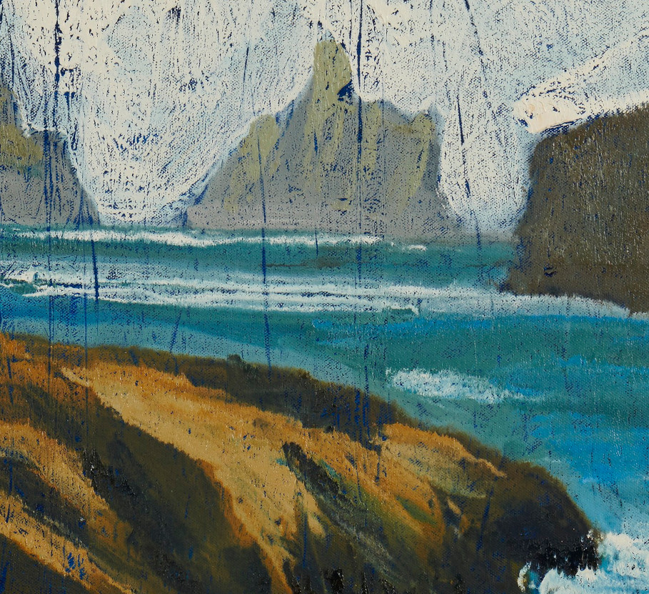 artist rod coyne's seascape "Kerry Islands" is shown here, in a close up detail.