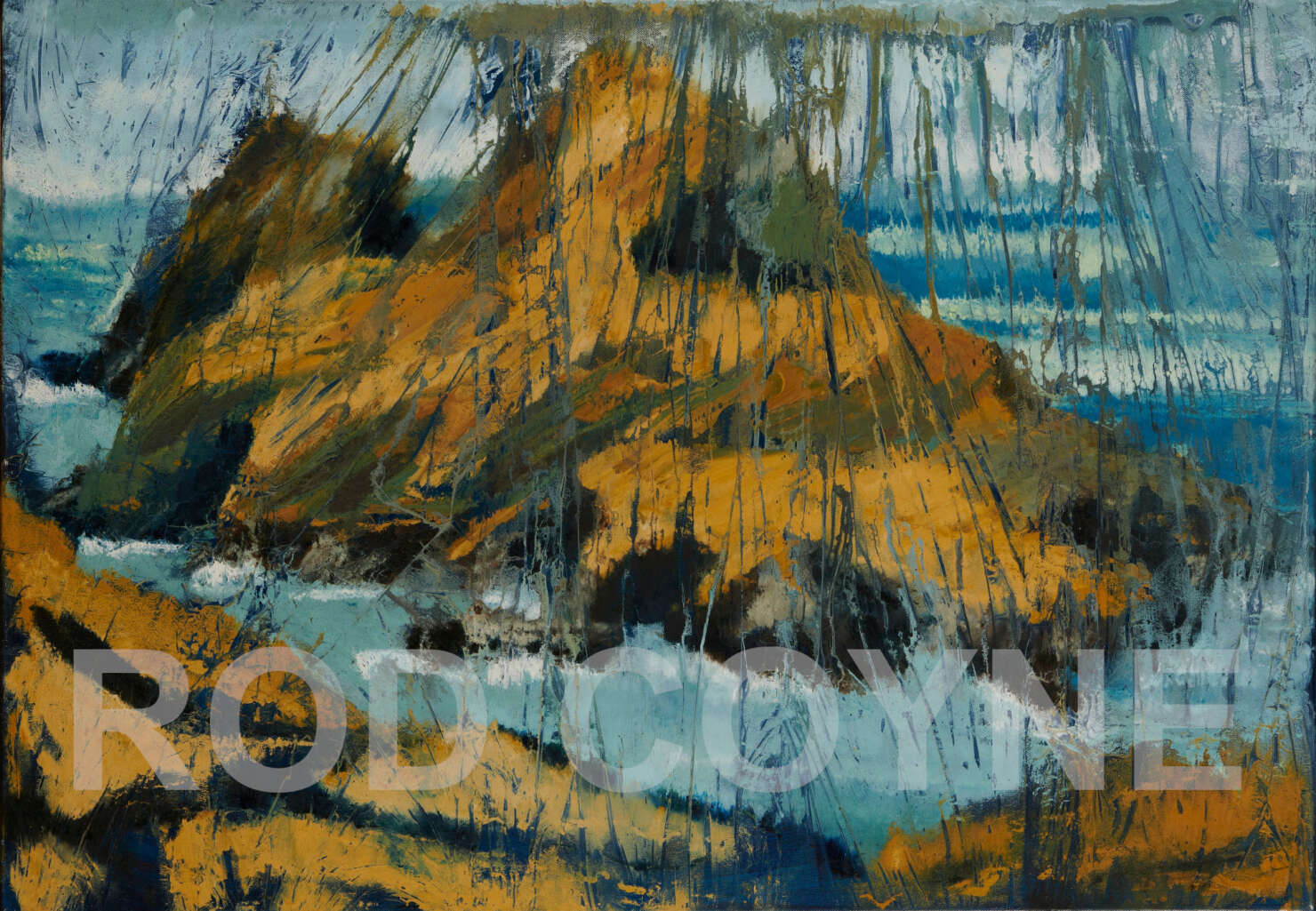 artist rod coyne's landscape "Approach Flight Puffin Island" is shown here, watermarked.