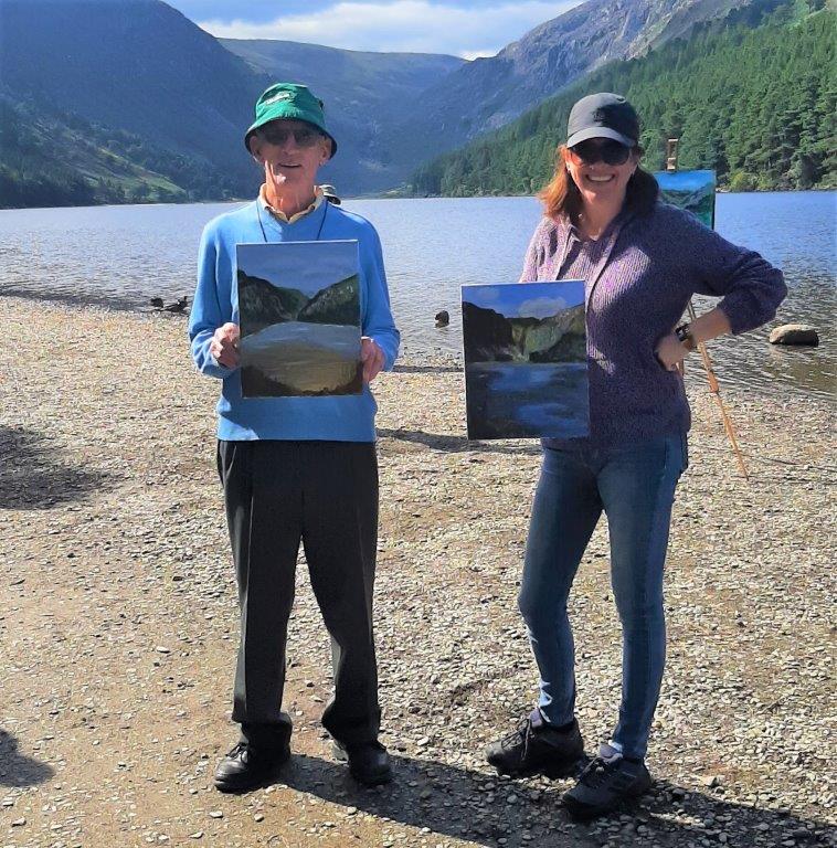 Rod Coyne's happy painters from a recent workshop at the upper Lake, Co. Wicklow, Ireland.