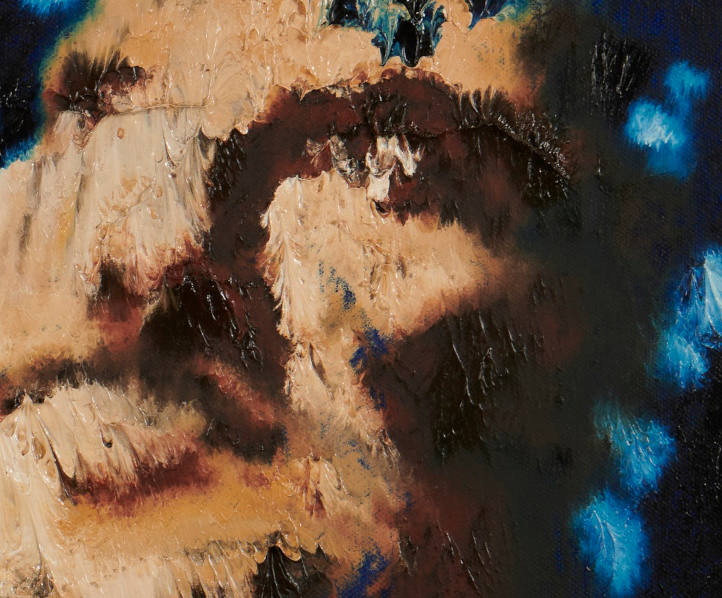 artist rod coyne's portrait "Angel Gabriel" is shown here in a close up detail.