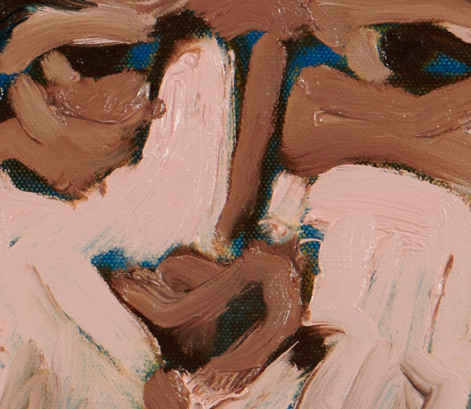 artist rod coyne's portrait "Little Pilgrim" is shown here, in close up detail.