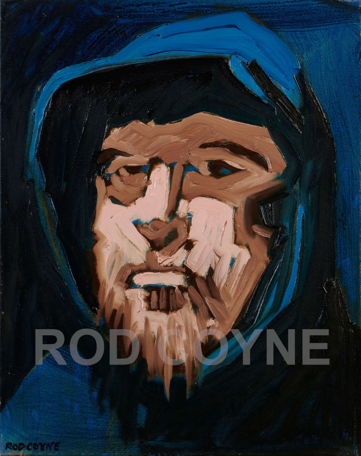artist rod coyne's portrait "Little Pilgrim" is shown here with watermark.