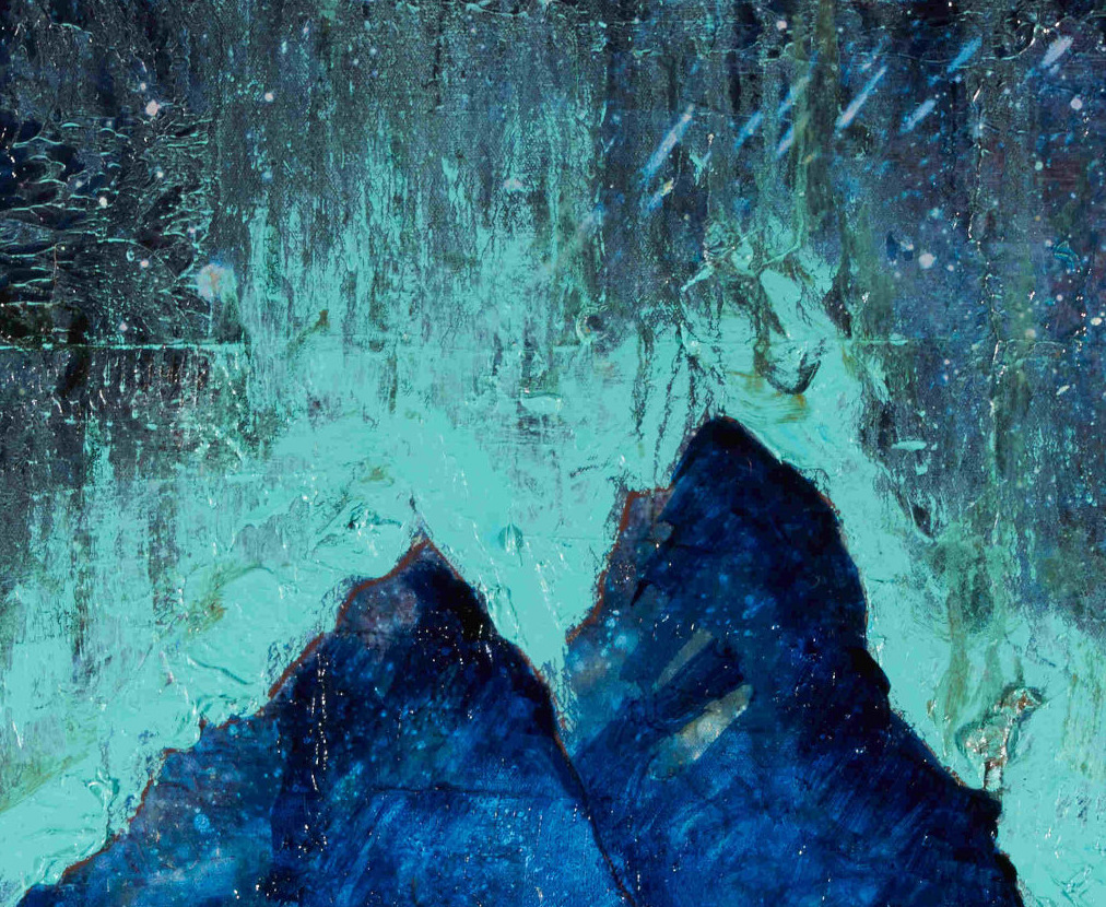 artist rod coyne's painting "Skellig Phospheresence" is shown here in close up detail.